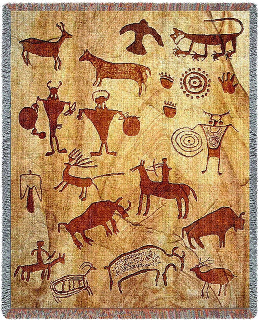 Rock Art Woven Throw Blanket -