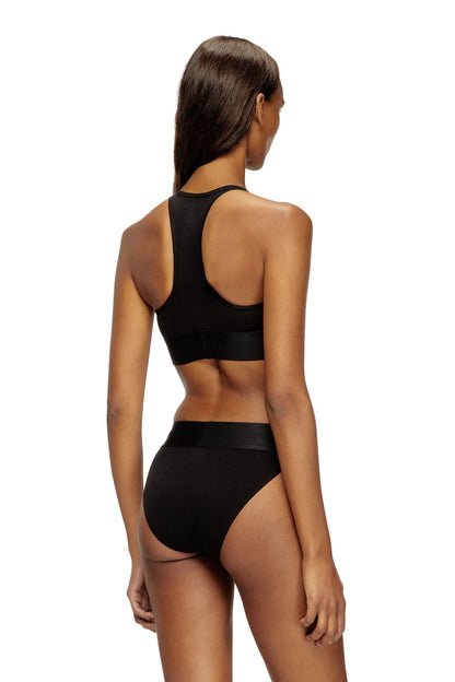 Sports bra with cut-off logo