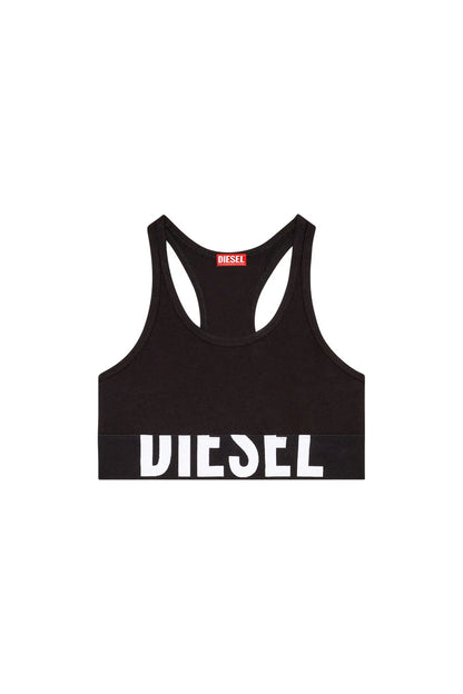 Sports bra with cut-off logo