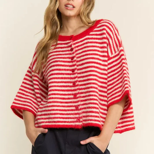 Striped Knit Cardigan - Greige Goods