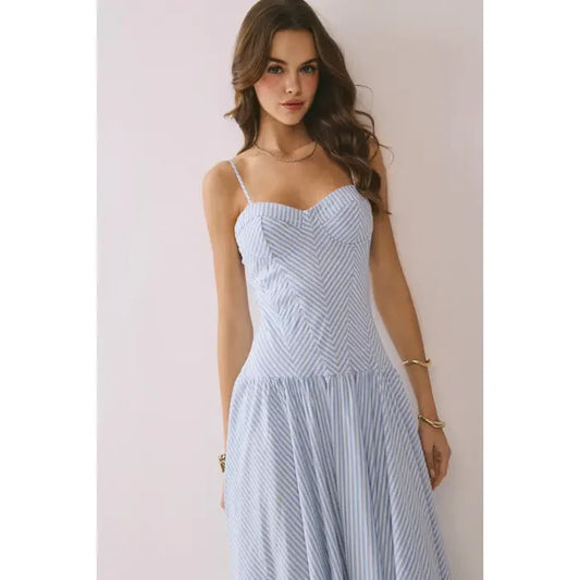 Striped Sweetheart Corset Maxi Dress - Greige Goods