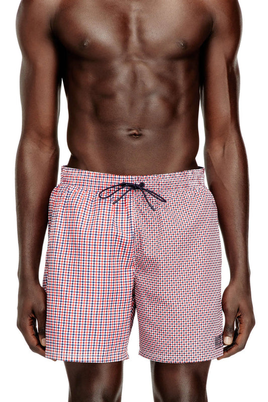 Swim shorts with mixed patterns