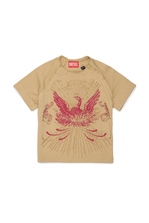 T-shirt with embellished phoenix motif
