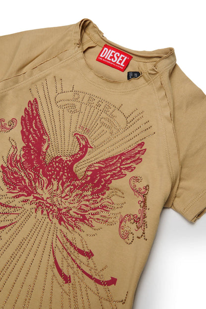 T-shirt with embellished phoenix motif