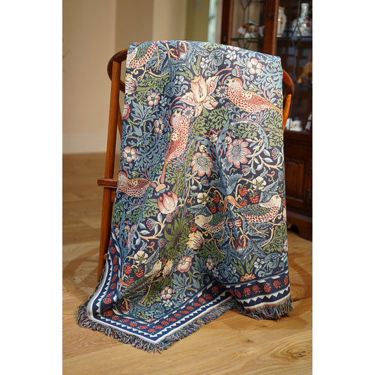 THROW-WM-STBL-SQ | William Morris Strawberry Thief Blue Throw