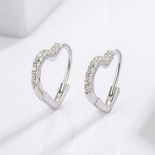 Timeless Heart-Shaped Zircon Earrings in Sterling Silver