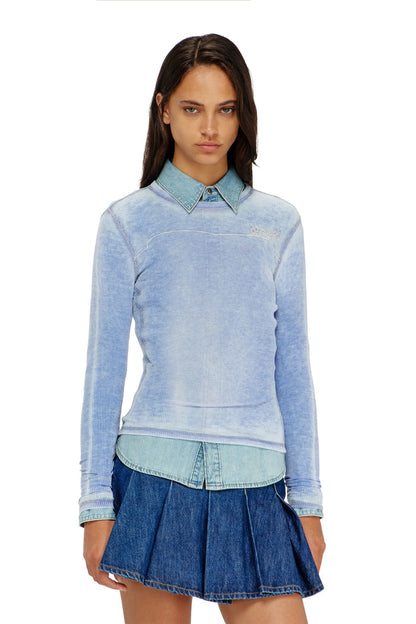 Top in light ribbed jersey with logo embroidery