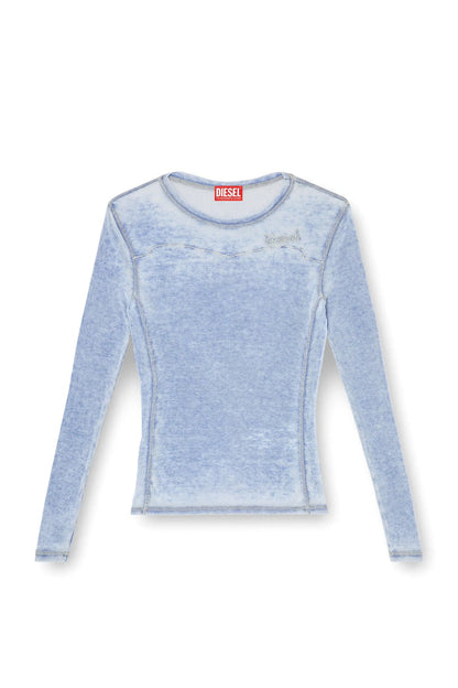 Top in light ribbed jersey with logo embroidery