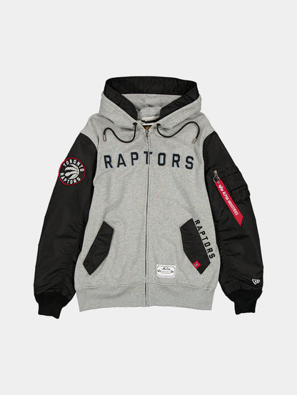 TORONTO RAPTORS X ALPHA X NEW ERA MA-1 ZIP UP HOODIE OUTERWEAR Alpha Industries BLACK S