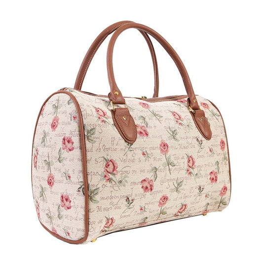 TRAV-RSPK | ROSE PINK FLORAL TRAVEL BAG WEEKEND GYM HOLDALL - www.signareusa.com