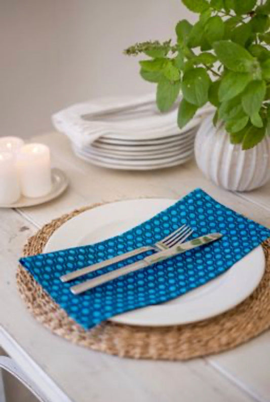Turquoise Shweshwe Cotton Napkins (Set of 6)