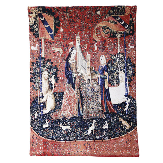 WH-LU-HE | LADY & UNICORN SENSE OF HEARING TAPESTRY WALL HANGING