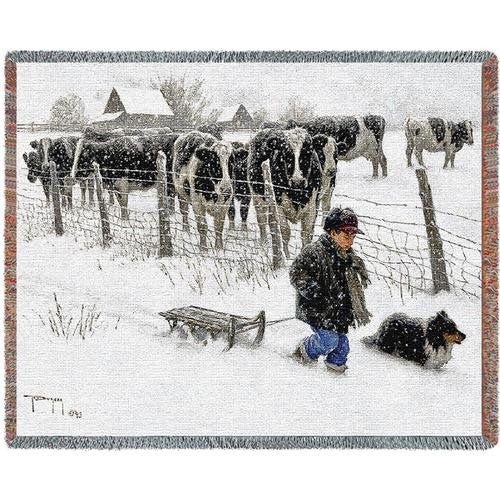 Winter's Eve Woven Throw Blanket by Robert Duncan&copy; -