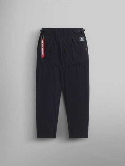 Back view of black Women's Barrel Leg Pants by Alpha Industries.