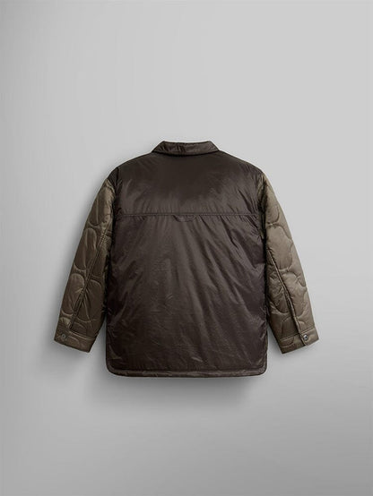 Back view of the Women's Insulated Chore Coat by Alpha Industries, featuring onion quilting in in brown chocolate.