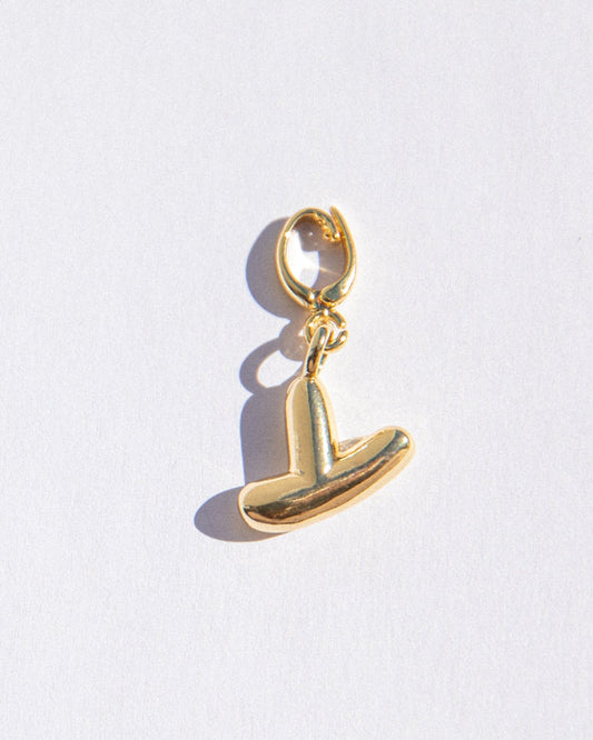 Gold Y letter bubble charm.